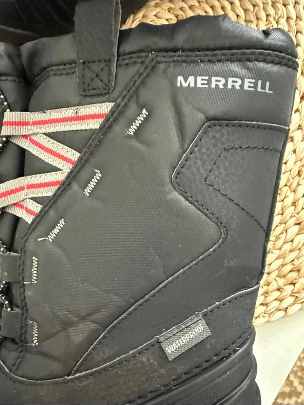 Merrell Kids Black Snow Boots with Gray and Red Accents
